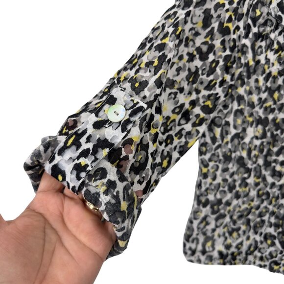 Ruby Rd. Womens Leopard Print Button-Up Shirt With 3/4 Sleeves Size 12 - Picture 8 of 11